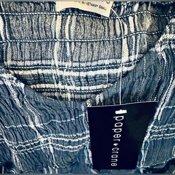 PAPER CRANE Plaid Smocked Peplum Top – Sz S NWT - Picture 5 of 5